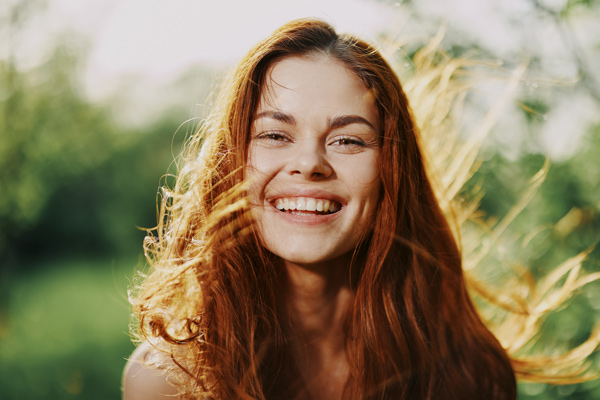 woman smiling in spring